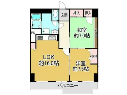 東急ドエル摩耶(2LDK/3階)の間取り写真