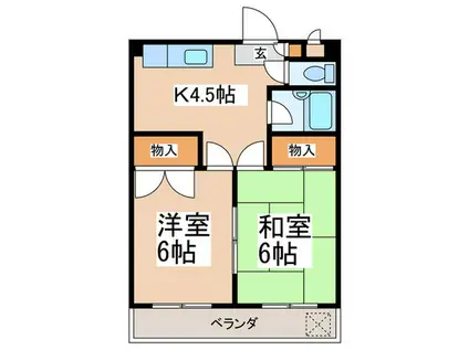 エスポアール相武台(2K/2階)の間取り写真