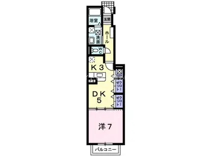 ウエスト 多米(1DK/1階)の間取り写真