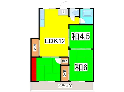 徳永ビル(3LDK/3階)の間取り写真