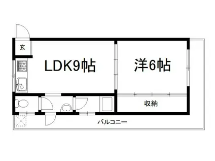 日向マンション(1LDK/3階)の間取り写真