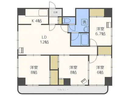 エイトビル21(4LDK/8階)の間取り写真