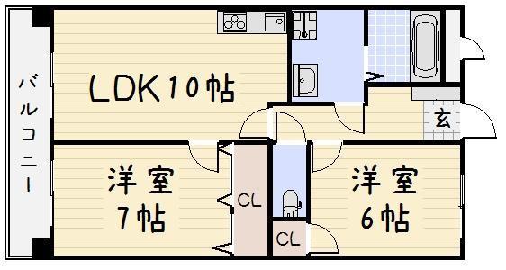エルフ・フォレスト(2LDK/3階)の間取り写真