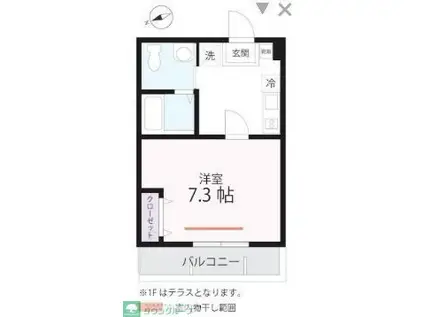 ハーミットクラブハウス衣笠IIA棟(1K/3階)の間取り写真