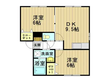 サニーライフB(2DK/2階)の間取り写真