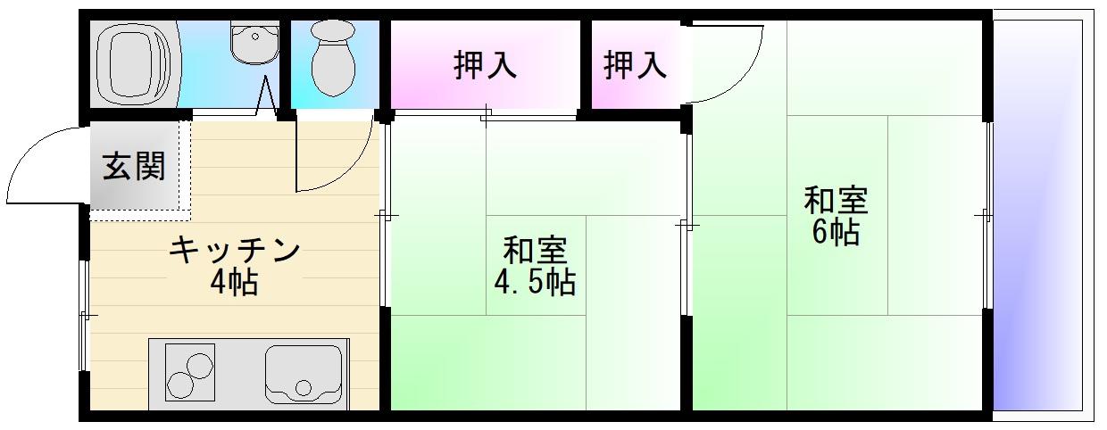 田中マンション(2DK/2階)の間取り写真