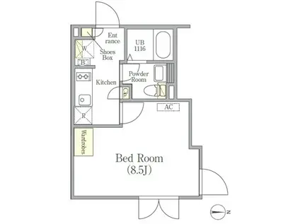 ラピス南麻布(1K/1階)の間取り写真