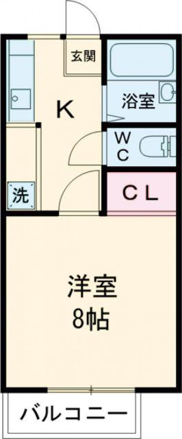 ラッシュ ウエスト(1K/2階)の間取り写真