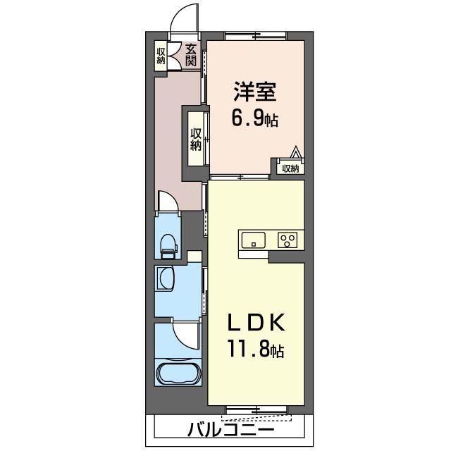 シャーメゾン カーラ ボヌール(1LDK/1階)の間取り写真
