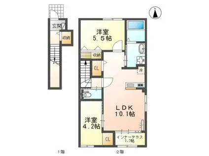 ヨネズホーム(2LDK/2階)の間取り写真