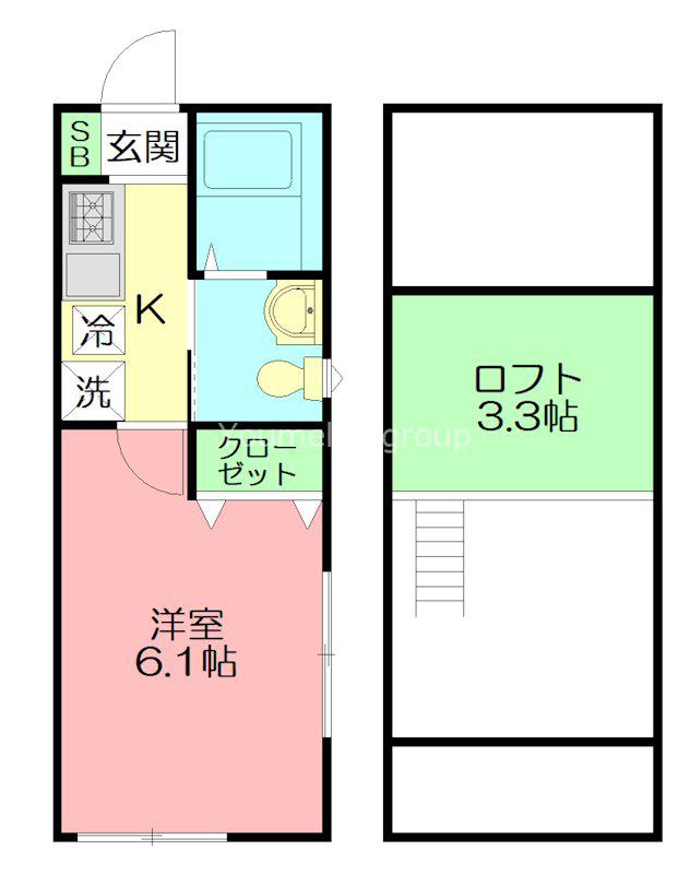 ハウズライフ厚木五番館(1K/2階)の間取り写真