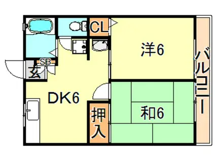 シティハイムセルバ(2DK/1階)の間取り写真