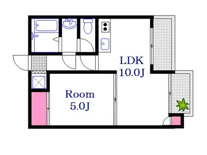 日焼ビル(1LDK/3階)の間取り写真