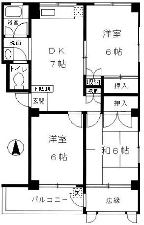 第一ハイツシキシマ(3DK/2階)の間取り写真