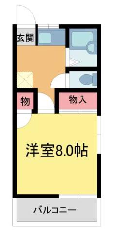グランピア宝塚(1K/1階)の間取り写真