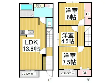 CORTILE Y(3LDK/1階)の間取り写真
