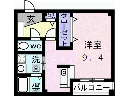 マーベラスKII(ワンルーム/1階)の間取り写真