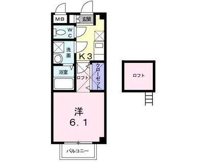 エスポワール鳴水(1K/1階)の間取り写真