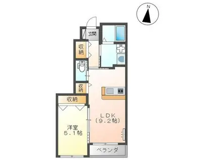 シャンボール・マーサ(1LDK/1階)の間取り写真