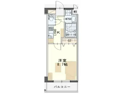 リヴィエール若林(1K/3階)の間取り写真