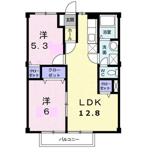 エクセルコート(2LDK/2階)の間取り写真