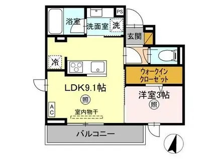 プラデーラ(1LDK/2階)の間取り写真