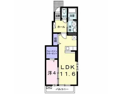 ジュネス桃山(1LDK/1階)の間取り写真