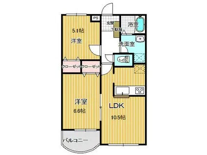 レグルス(2LDK/1階)の間取り写真