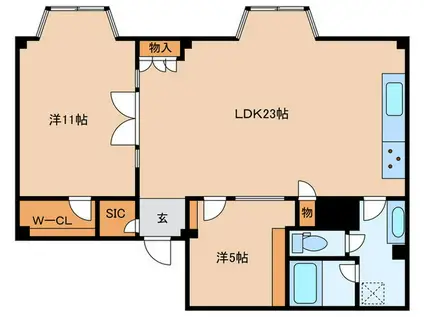 カサ・フェニックス北野(2LDK/5階)の間取り写真
