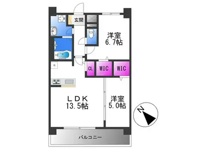 ディエスベアティ久宝寺口(1SLDK/1階)の間取り写真