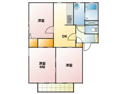 ユトリロ牛川(3DK/2階)の間取り写真