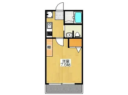 フラッティ堀川高辻(1K/4階)の間取り写真