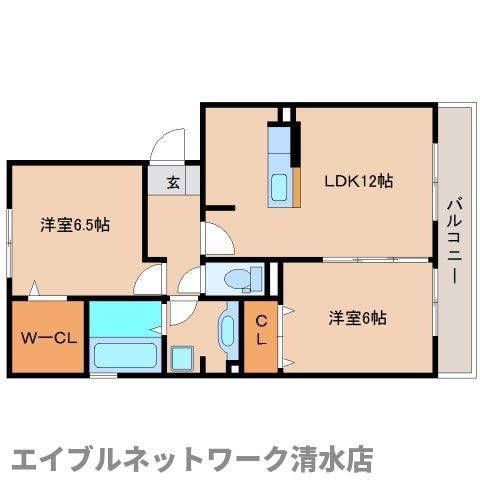 モンクールK&M(2LDK/3階)の間取り写真