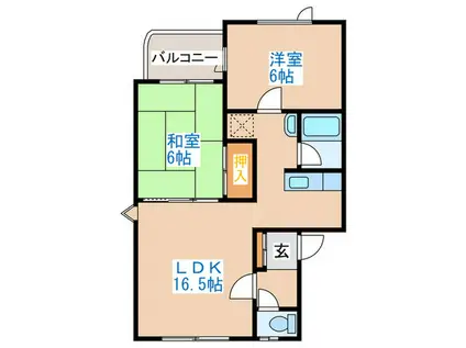 リバーサイドハイム(2LDK/2階)の間取り写真