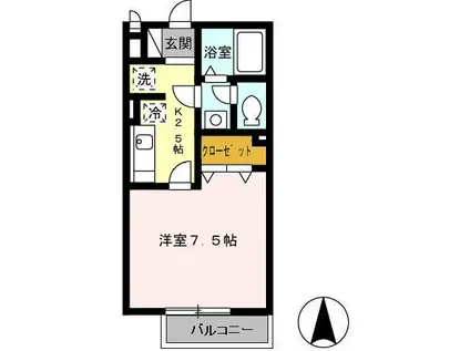 グレース(1K/2階)の間取り写真