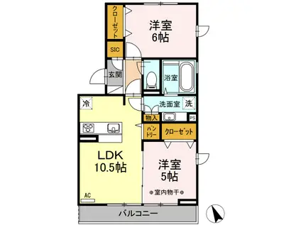 フォレスト(2LDK/2階)の間取り写真