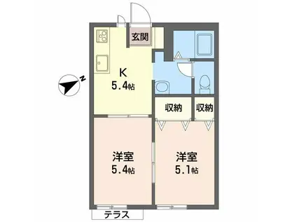 レックスパレス(2K/1階)の間取り写真