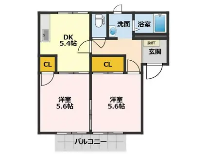 グランドメゾン(2DK/1階)の間取り写真