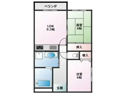 パストラーレ紫原台(2LDK/2階)の間取り写真