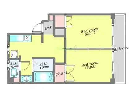 ドミール石川(2K/2階)の間取り写真