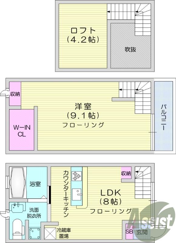 ALTAIR(1LDK/1階)の間取り写真
