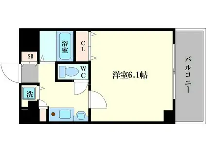 プレサンス難波OCAT前(1K/6階)の間取り写真