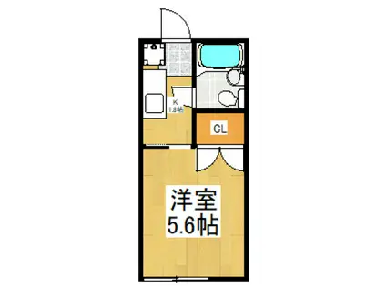 コーポ玉川(1K/2階)の間取り写真