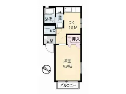 コンフォートS III棟(1DK/2階)の間取り写真