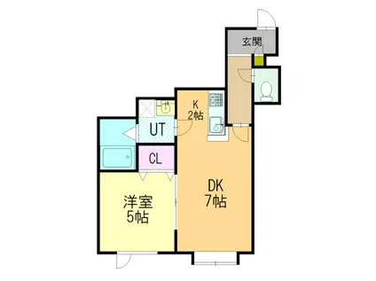 エルズカーサIII(1LDK/2階)の間取り写真
