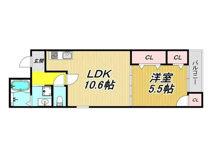 SUNMOON 武庫之荘II番館(1LDK/1階)の間取り写真