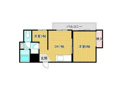 コーポ稲名(1DK/1階)の間取り写真