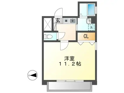 パークハイツ元八事(1K/1階)の間取り写真