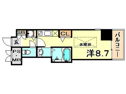 シャーメゾン 神戸(1K/2階)の間取り写真