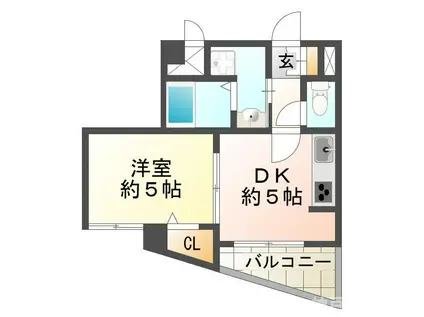 さくらビュルディング(1DK/2階)の間取り写真